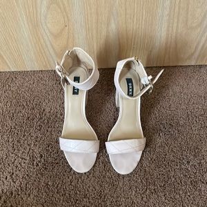 DKNY cream ankle strap heel sandals